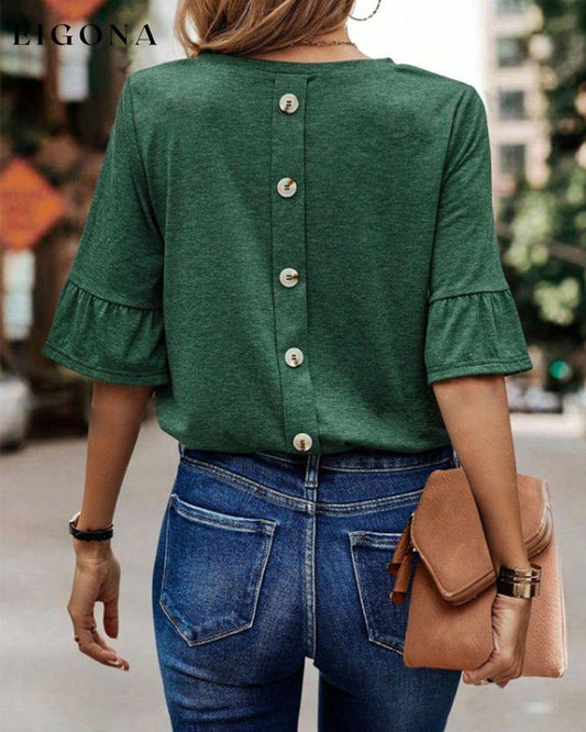 Solid color button back elegant top blouses & shirts spring summer