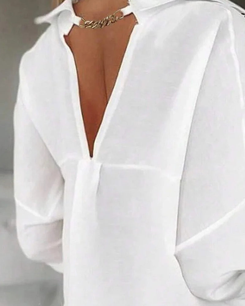 Back-Hollow Design Fashionable Shirt Dress