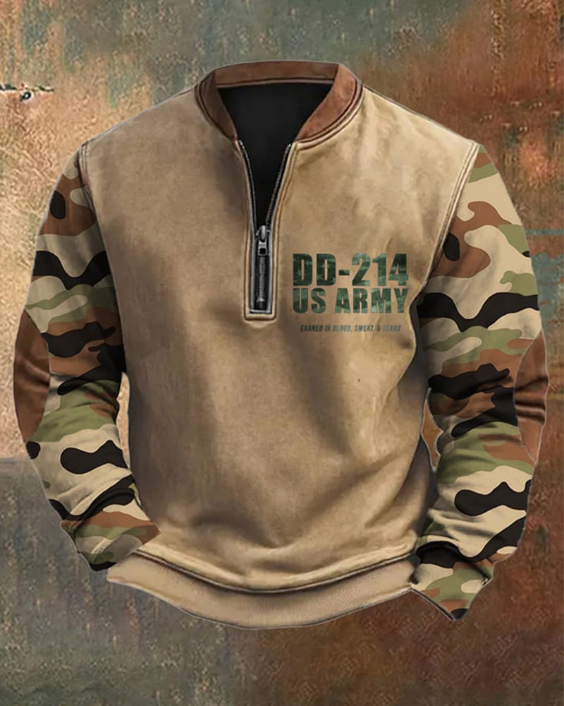 Men's Retro DD-214 Veteran Zip Collar Sweatshirt 2024 F/W sweatshirts man Veterans Day