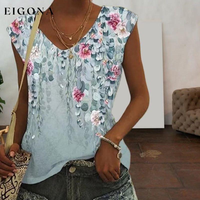 Casual Floral Print Tank Top Green best Best Sellings clothes Plus Size Sale tops Topseller