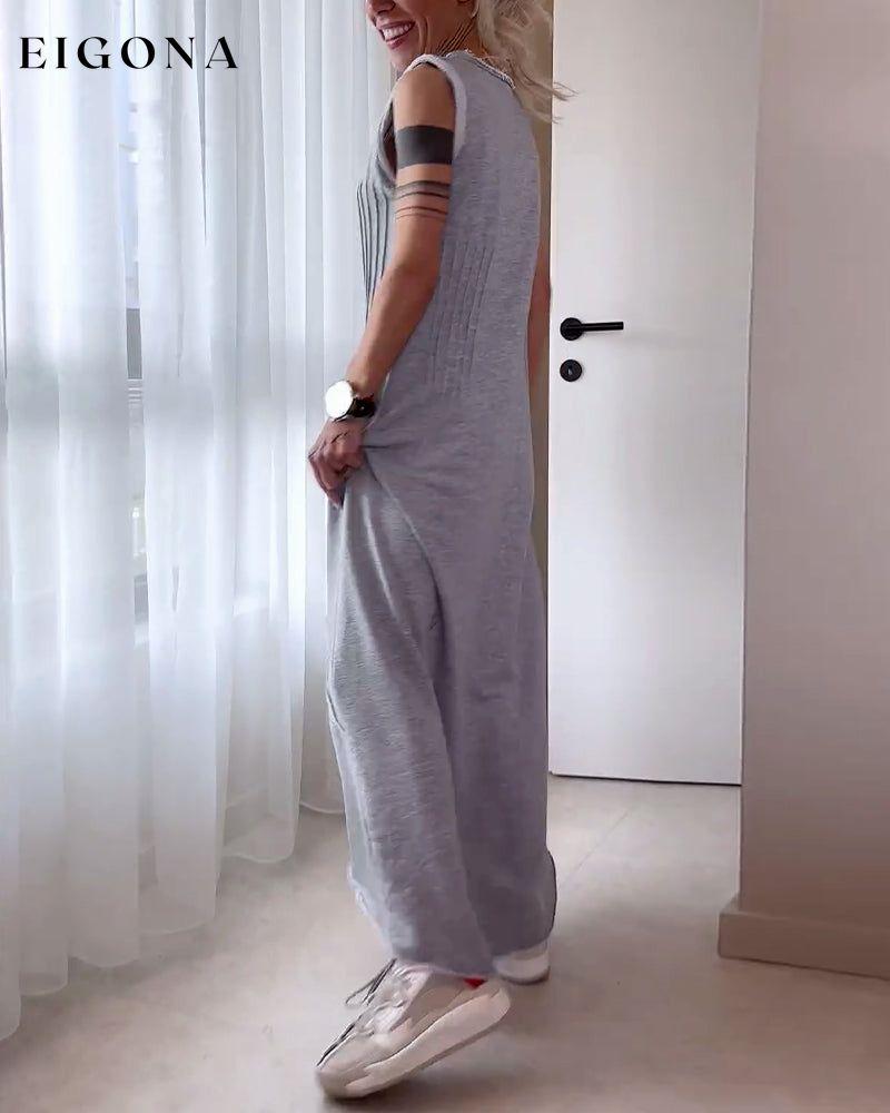 Casual solid color sleeveless patchwork long dress casual dresses spring summer