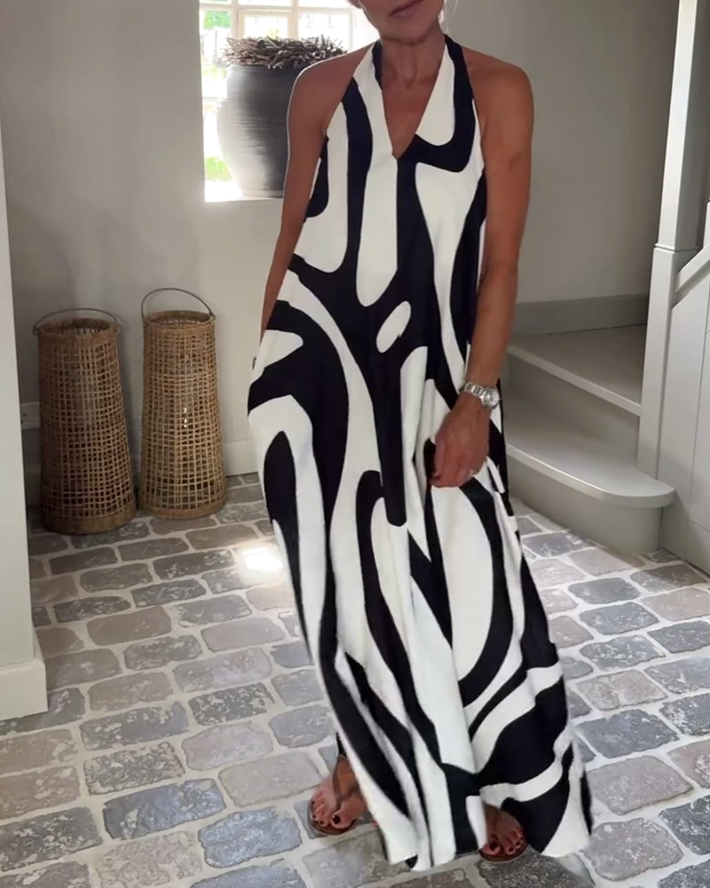 Temperament Neckholder Geometrisch Langes Kleid