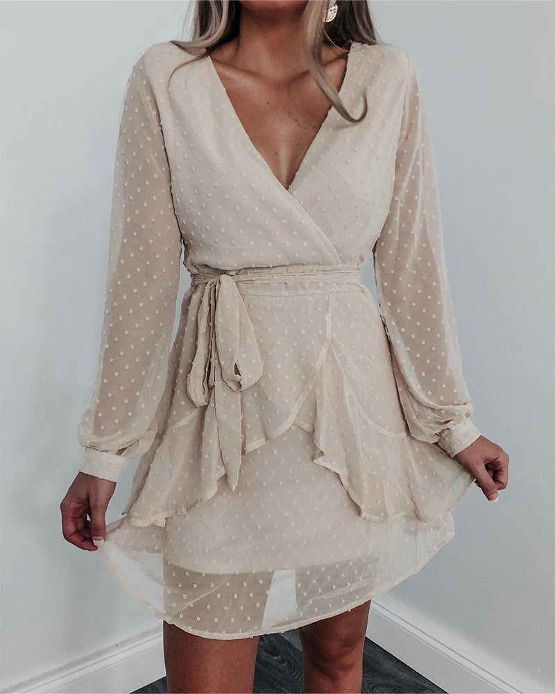 V-Neck Three-Dimensional Flower All-Match Dress