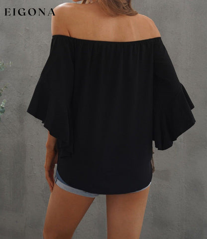 Off-Shoulder Tie Hem Blouse clothes long sleeve top Ship From Overseas shirt shirts SYNZ tops trend