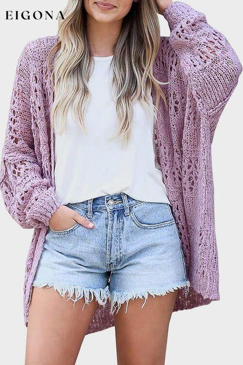 Openwork Open Front Long Sleeve Cardigan cardigan cardigans clothes Ship From Overseas X.W