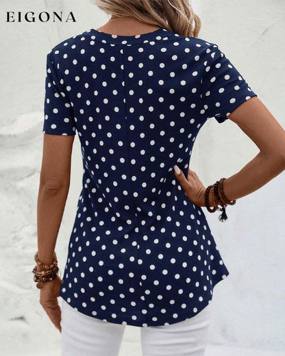 Polka dot zippered blouse blouse spring summer zip