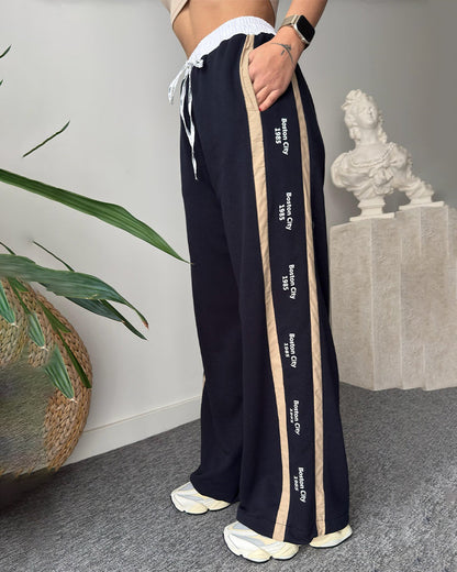 Casual Loose Straight Drawstring Trousers