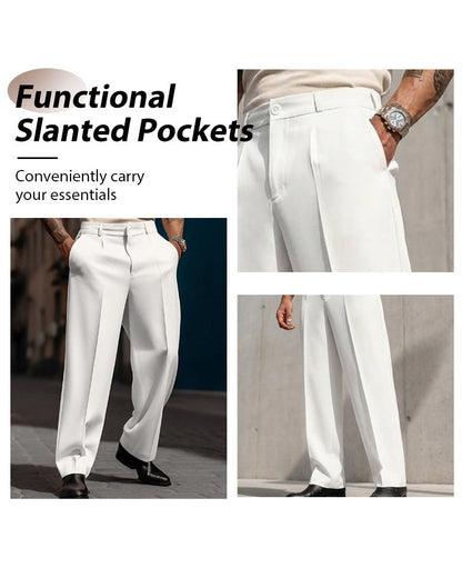 Men’s Casual Pleated Wide-Leg Pants