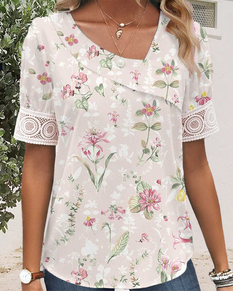 Kurzärmliges Top mit Blumenmuster