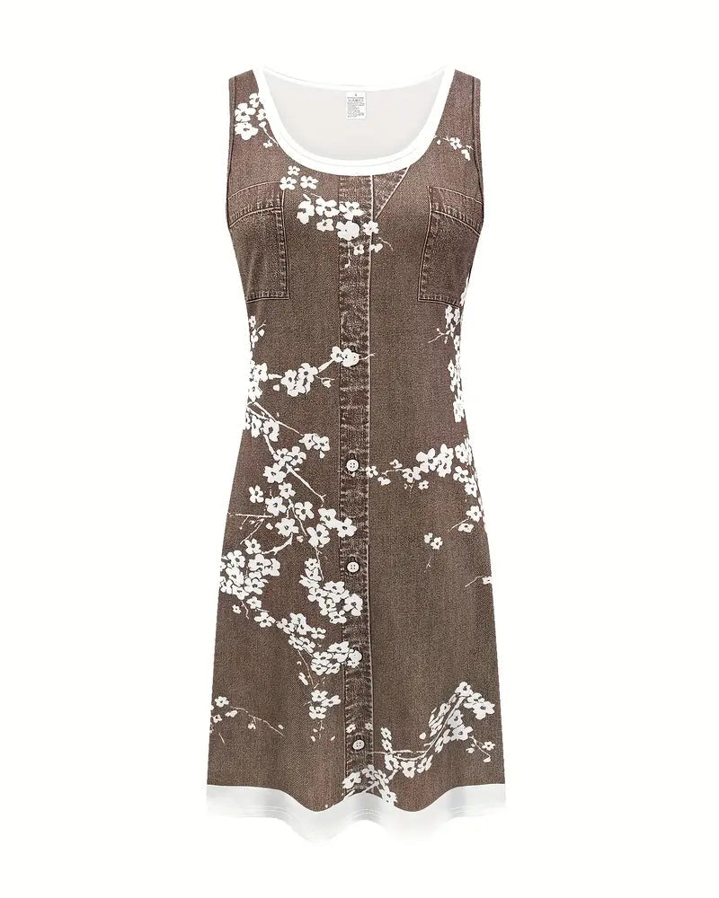 Abito casual senza maniche con stampa gilet