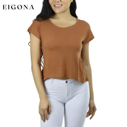 Basic Cotton Blend Cropped Tee Top __stock:150 clothes refund_fee:800 tops