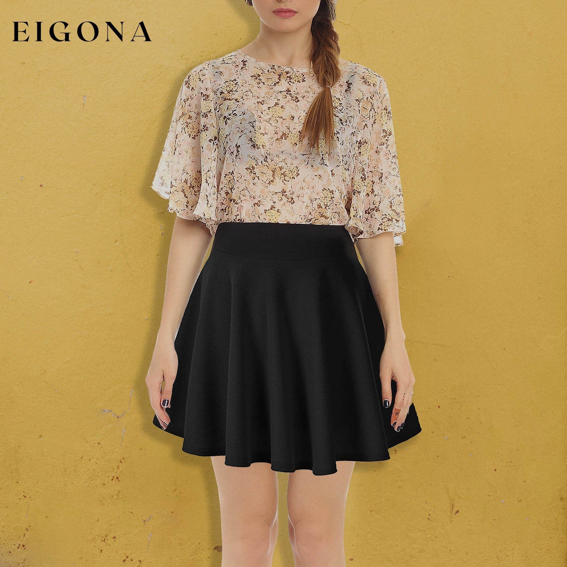 Basic Versatile Skater Skirt Black __stock:50 bottoms refund_fee:800 show-color-swatches