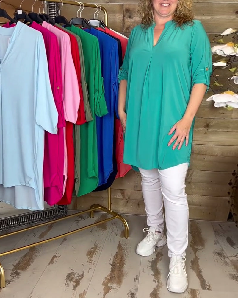 V-neck solid color loose blouse blouses & shirts spring summer