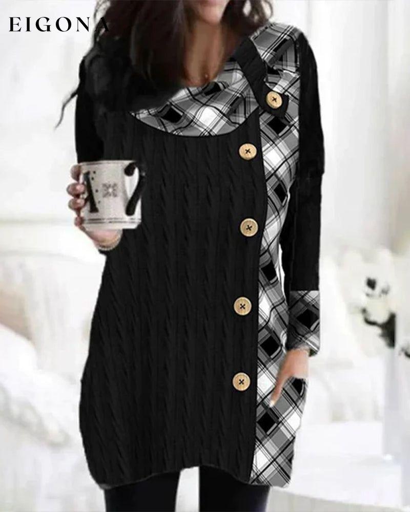 Patchwork plaid button dress 2023 f/w 23BF casual dresses Clothes Dresses