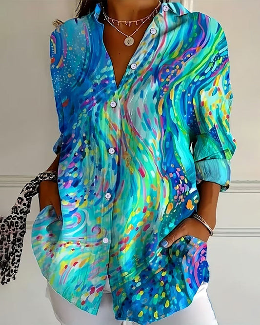 Gradient Button-Down Printed Shirt