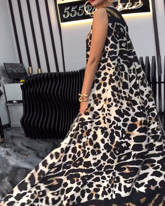 Elegantes ärmelloses Kleid mit Leopardenmuster