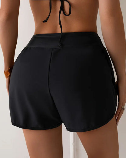 Beach Boxer Solid Color Swimwear Bottom