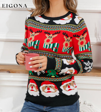 Christmas Theme Round Neck Sweater C.J@MZ christmas sweater clothes Ship From Overseas