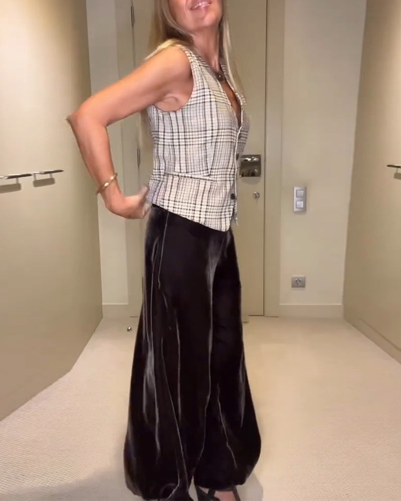 Trendy Velvet Baggy Casual Pants