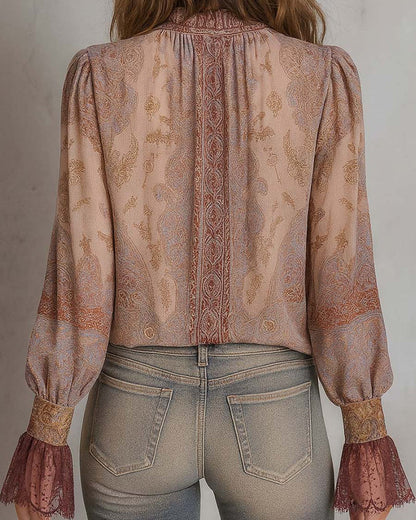 Fashion Puff Sleeve Retro Blouse