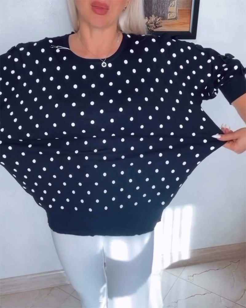 Simple polka dot print blouse 2024 f/w blouses & shirts