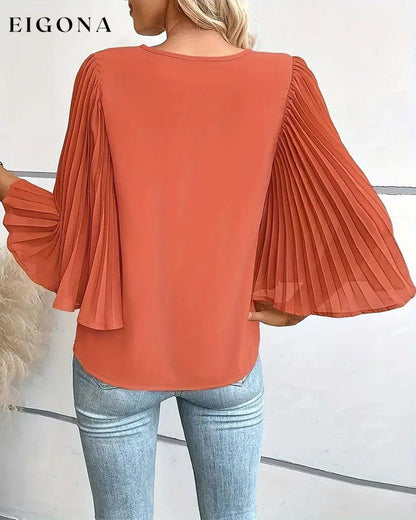 Fashionable solid color V-neck butterfly sleeves blouse blouses & shirts spring summer