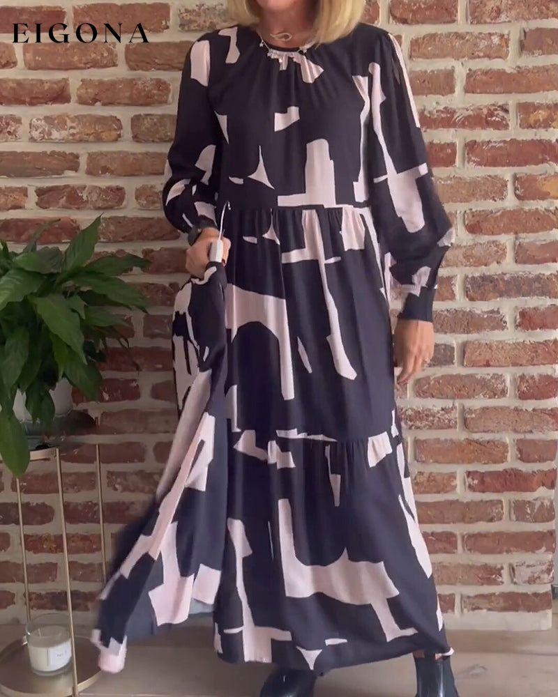 Printed Long Sleeve Maxi Dress 2023 f/w 23BF casual dresses Clothes Dresses spring