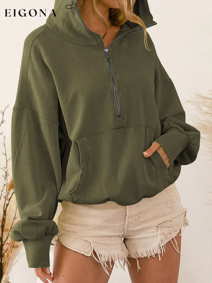 Zip-Up Dropped Shoulder Hoodie clothes hoodie long sleeve MDML Ship From Overseas Shipping Delay 09/29/2023 - 10/02/2023 sweater sweaters Sweatshirt trend
