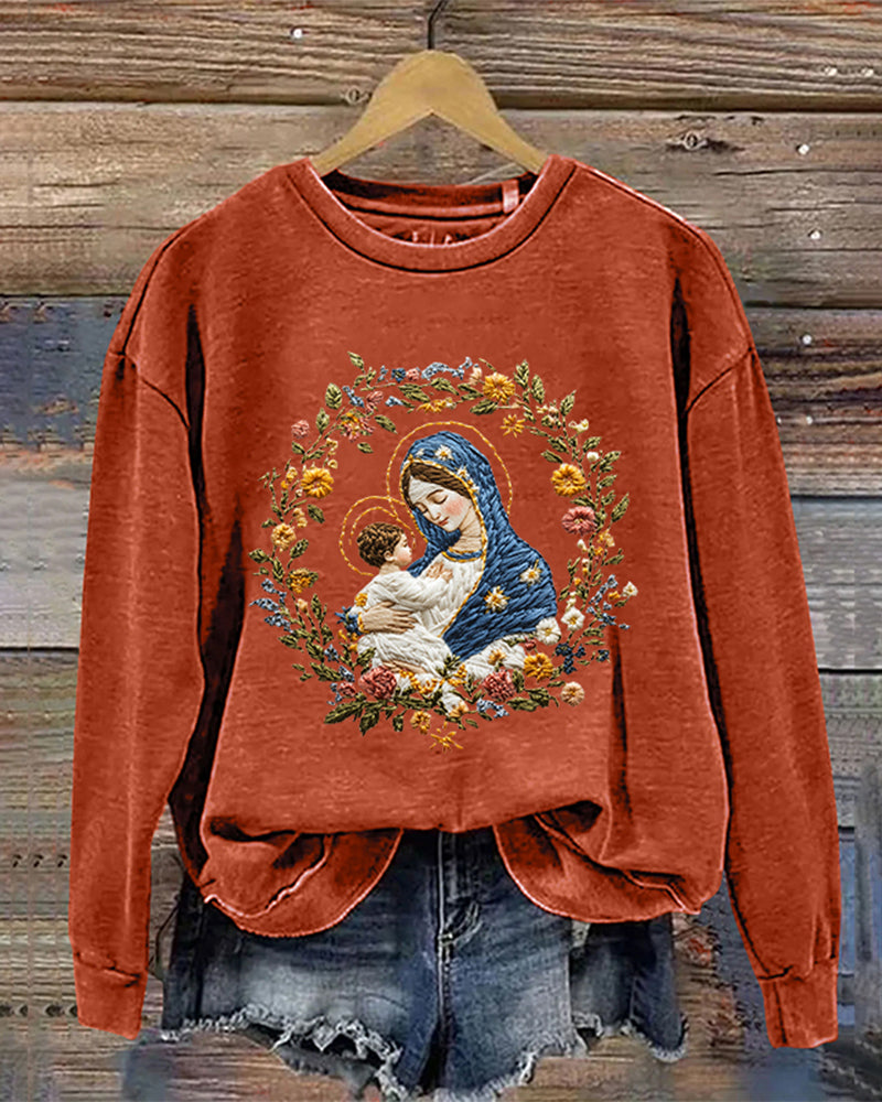 Mother and child floral print crew neck sweatshirt 2024 f/w sweatshirts thanksgiving