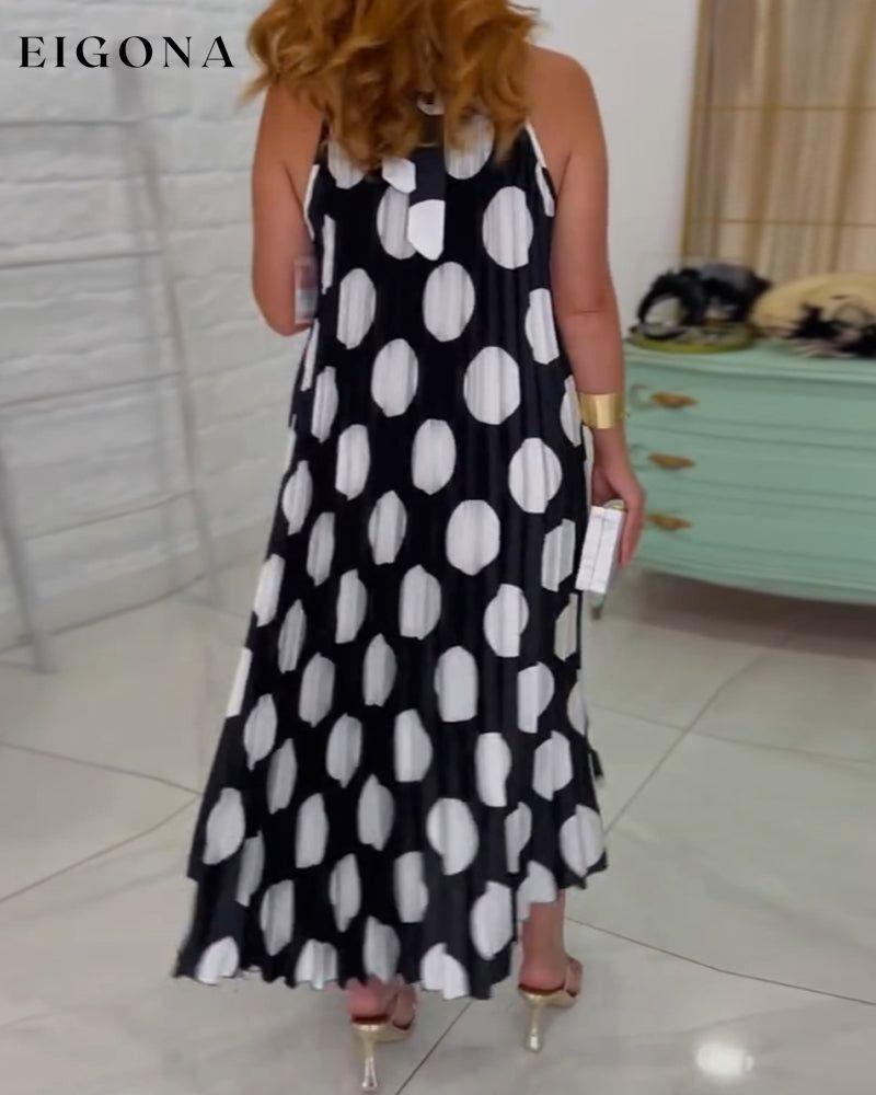 Polka dot print halterneck elegant dress casual dresses summer