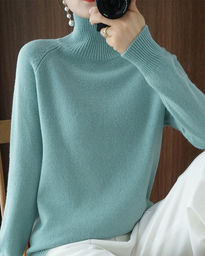 Simple solid color high collar long sleeve sweater 2024 f/w pullovers