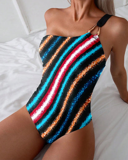 One-Piece Colorful Striped Swimsuit mm-swimsuits one-piece spring summer