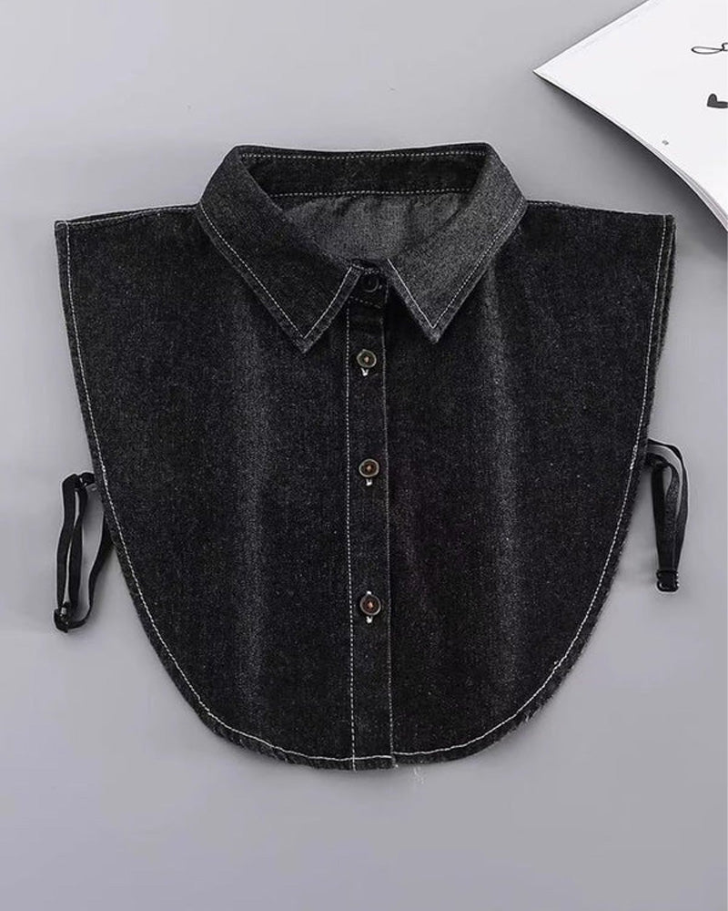Classic Edgy Denim False Collar