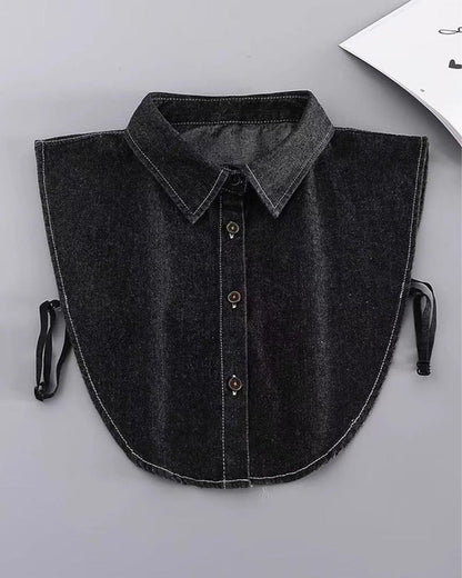 Classic Edgy Denim False Collar