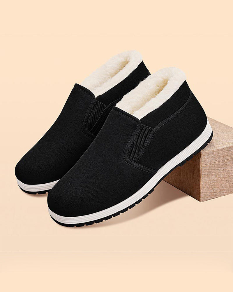 Men's Cotton Shoes With Super Warm Faux Fur Lining And Non-Slip Sole