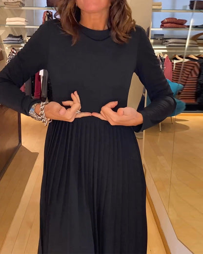 Solid Round Neck Fashionable Dress