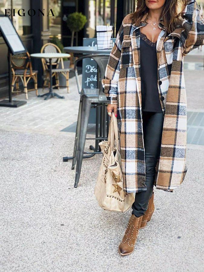 Fashion Long Sleeve Plaid Jacket top tops winter sale