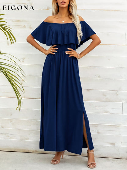 Off-Shoulder Slit Maxi Dress casual dress casual dresses clothes dress dresses maxi dress Putica Ship From Overseas Shipping Delay 09/29/2023 - 10/04/2023