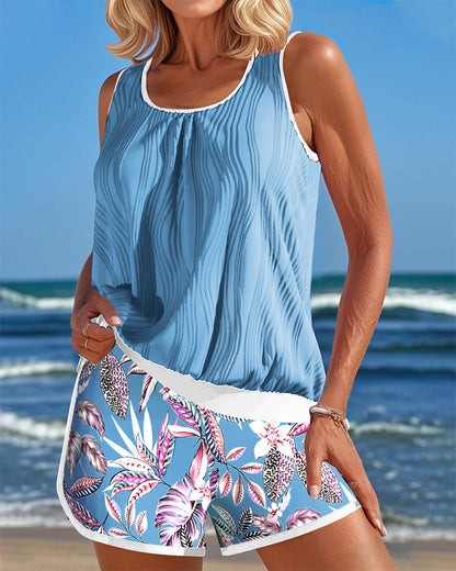 Modischer zweiteiliger Tankini mit Aufdruck