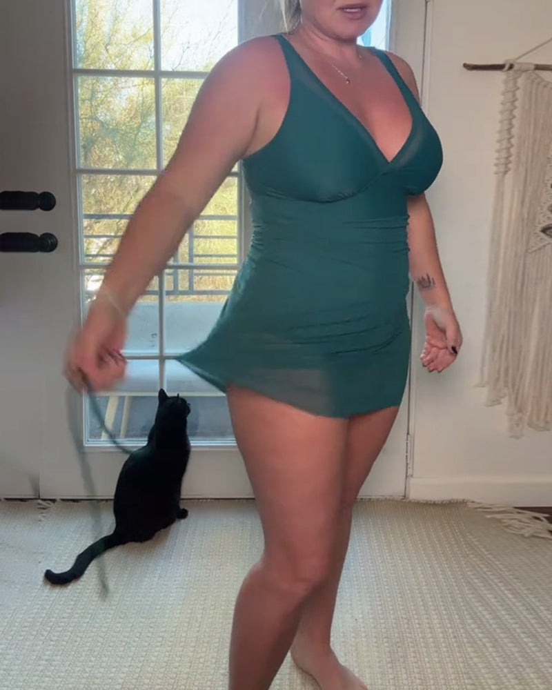 Sexy Mesh Vest One-Piece Swimsuit