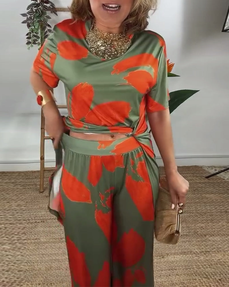 Twisted Irregular Straight Pants Set