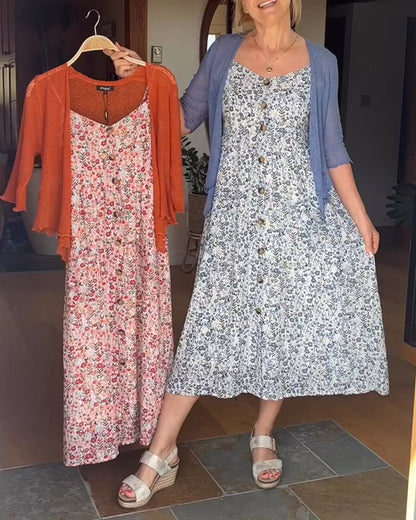 Completo scialle floreale senza spalline