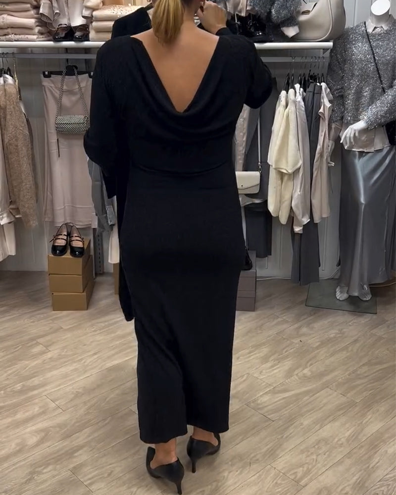 Round Neck Slim Fit Slit Dress 2024 f/w dresses