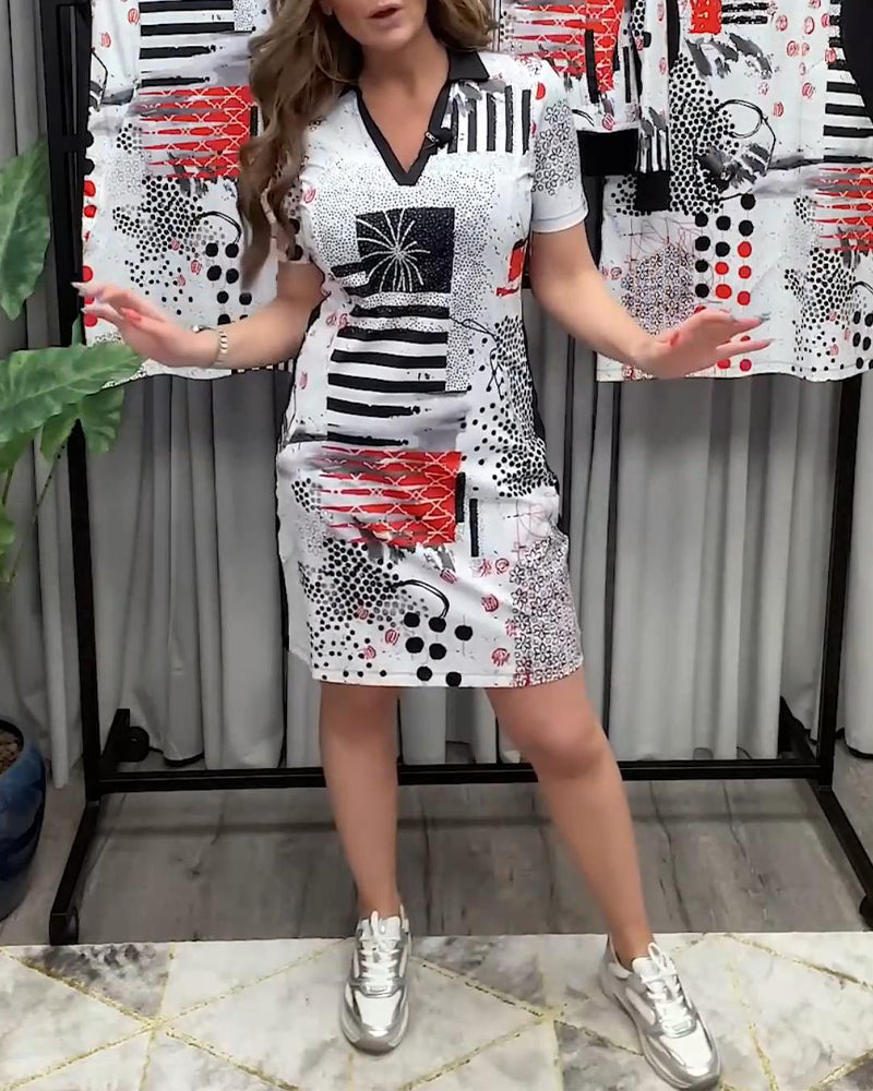 Pendler-Modekleid mit V-Ausschnitt