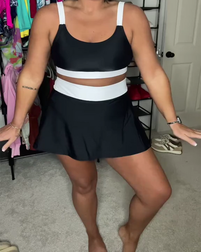 Zweiteiliger Bikini mit modischem Design in Kontrastfarbe