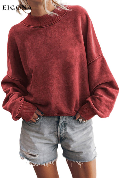 Red Dahlia Drop Shoulder Crew Neck Pullover Sweatshirt clothes EDM Monthly Recomend Sweater sweaters Sweatshirt