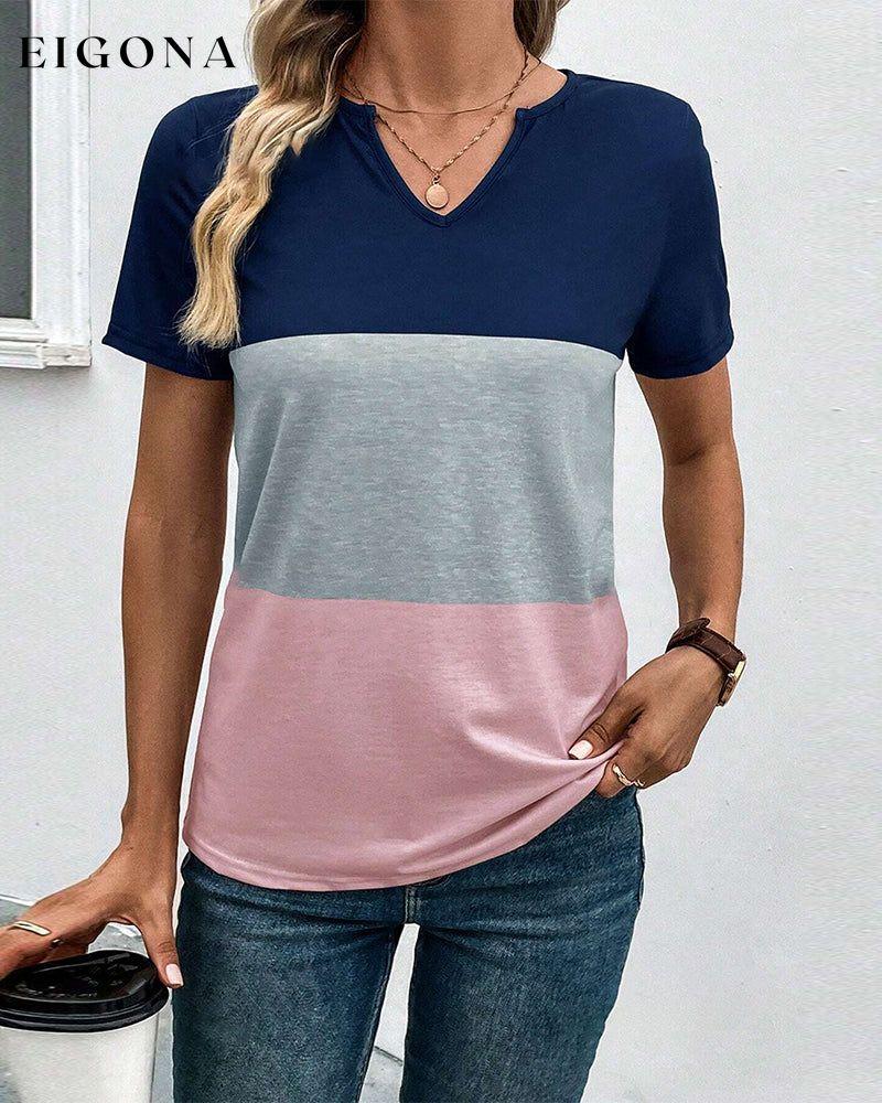 Simple color block short sleeve T-shirt spring summer t-shirts