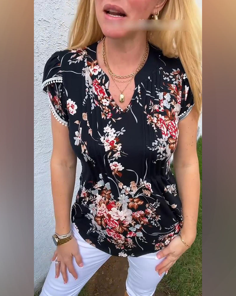 Bluse mit Puffärmeln und Blumenmuster