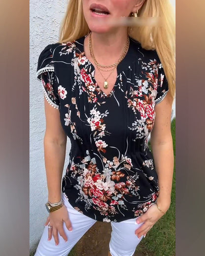 Bluse mit Puffärmeln und Blumenmuster