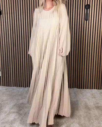 Elegant Puff Sleeve Pleated Dress